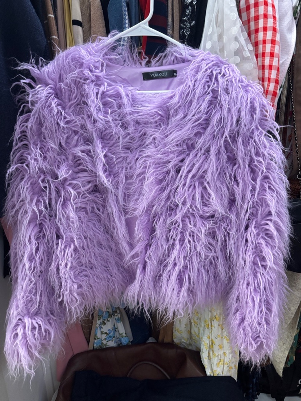 Lavender Faux Fur Teddy Jacket for Women